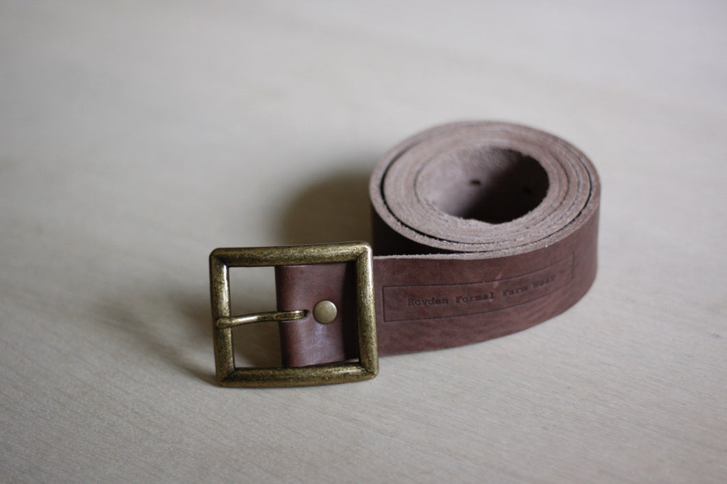 Brown Leather Belt Square Buckle