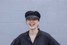 Load image into Gallery viewer, Black Leather Brim Cap