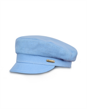 Load image into Gallery viewer, Light blue linen fiddler cap
