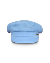 Load image into Gallery viewer, Light blue linen fiddler cap
