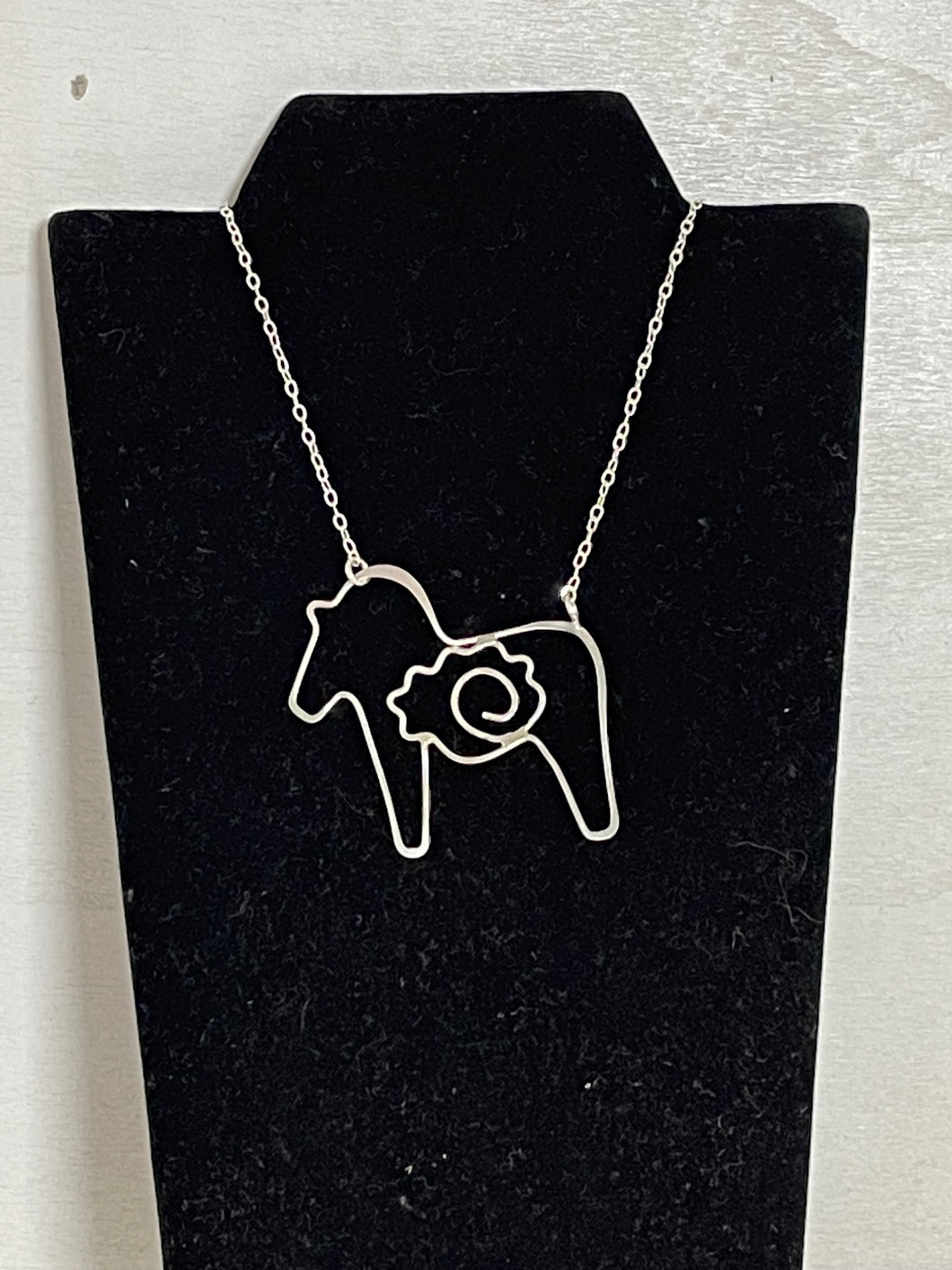 Dala horse necklace