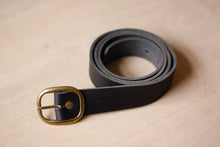 Load image into Gallery viewer, Black Leather Belt - Round Buckle
