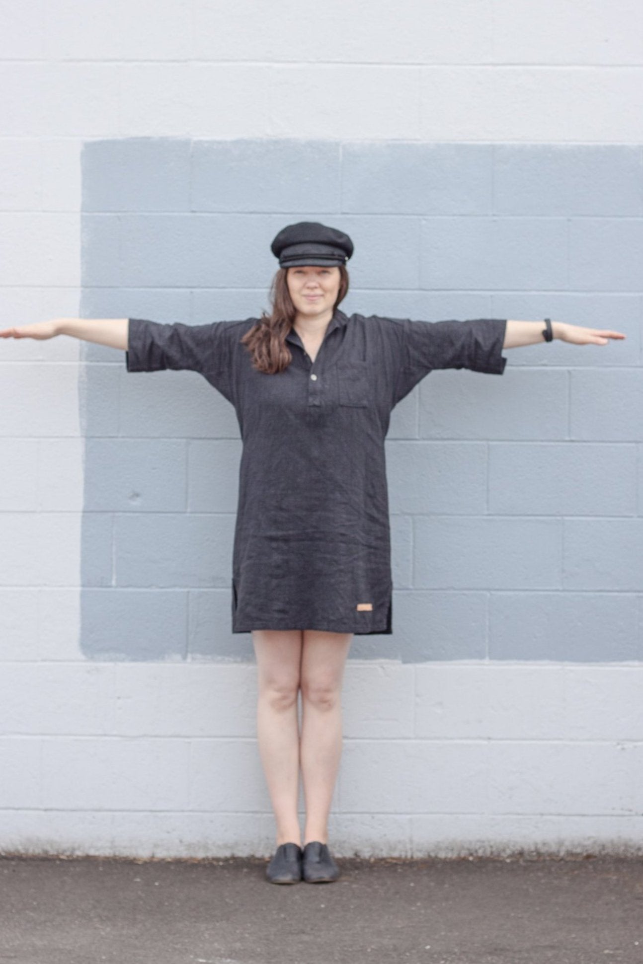 Pre-Washed Linen Tunic Black XL