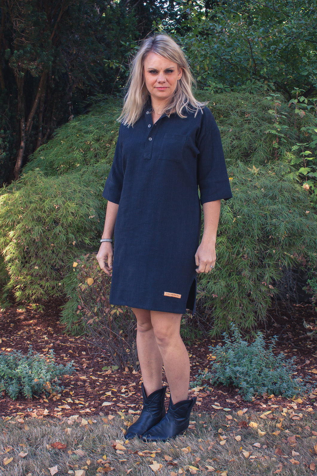 Pre-Washed Linen Tunic Black