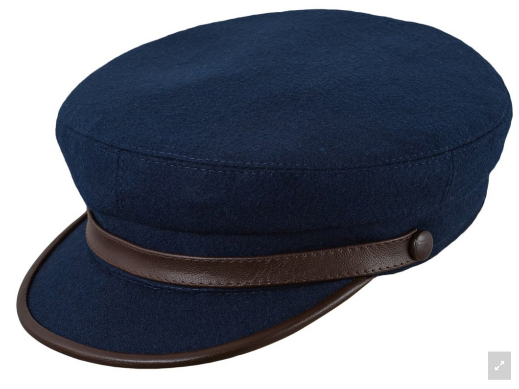 Wool Cap with Leather Trim