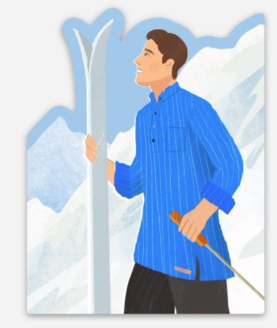 Sticker - Blue busserull skier